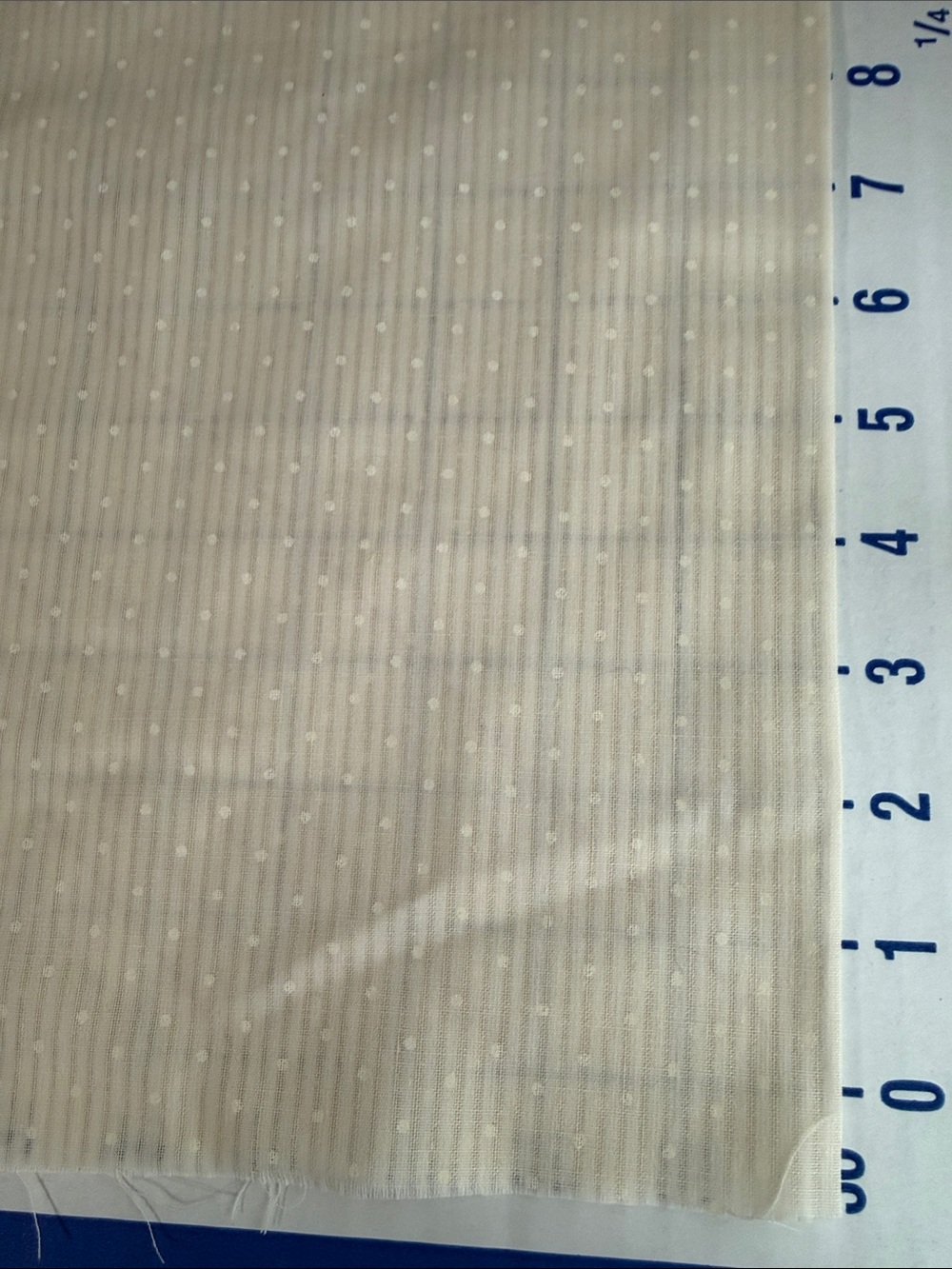 Vintage Butter Yellow Semi Sheer Dot Stripe Fabric 3 Yards 44” 2 Pieces - Picture 5 of 12